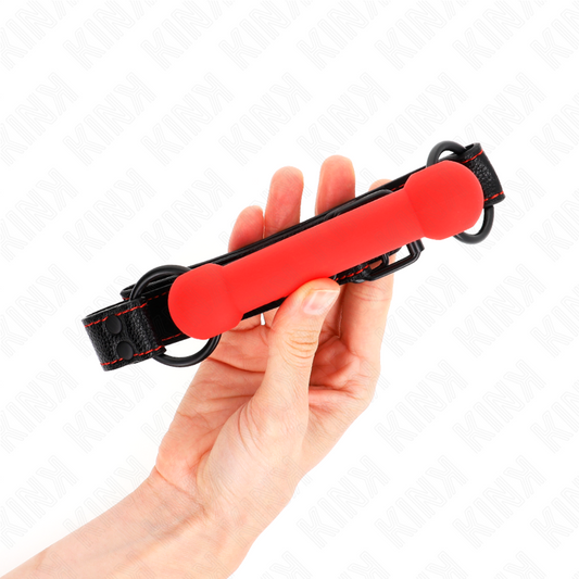KINK - BONE GAG WITH LEATHERETTE STRAP RED ADJUSTABLE 41-57 CM - My naughty haven #