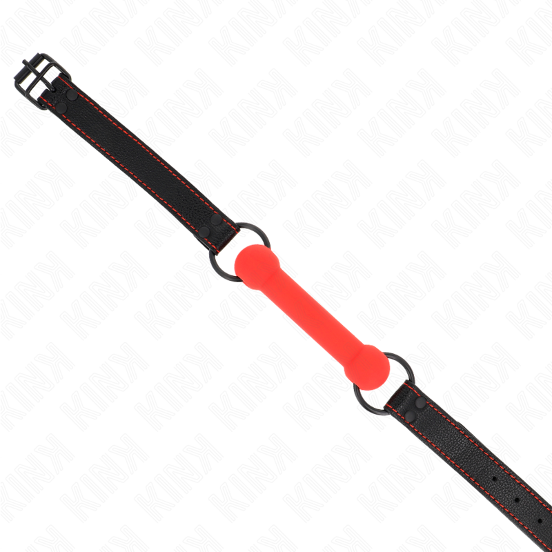 KINK - BONE GAG WITH LEATHERETTE STRAP RED ADJUSTABLE 41-57 CM - My naughty haven #