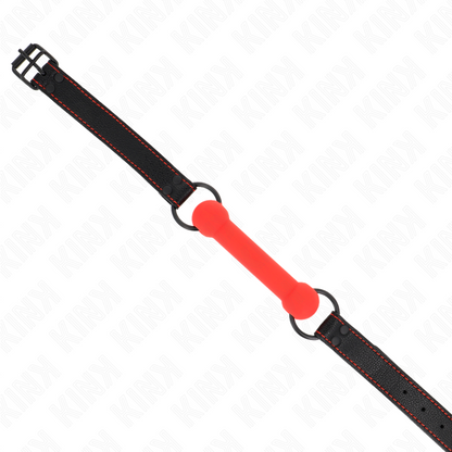 KINK - BONE GAG WITH LEATHERETTE STRAP RED ADJUSTABLE 41-57 CM - My naughty haven #