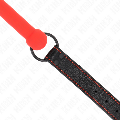 KINK - BONE GAG WITH LEATHERETTE STRAP RED ADJUSTABLE 41-57 CM - My naughty haven #