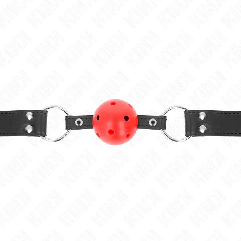 KINK - BREATHABLE BALL 4 CM GAG WITH DOUBLE RIVET LEATHER 62.5 x 2.5 CM ADJUSTABLE 42-58 CM - My naughty haven #