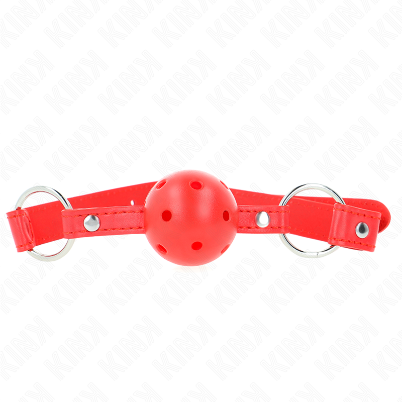 KINK - BREATHABLE BALL 4 CM GAG WITH DOUBLE RIVET MODEL 1 RED 62.5 x 2.5 CM ADJUSTABLE 42-58 CM - My naughty haven #