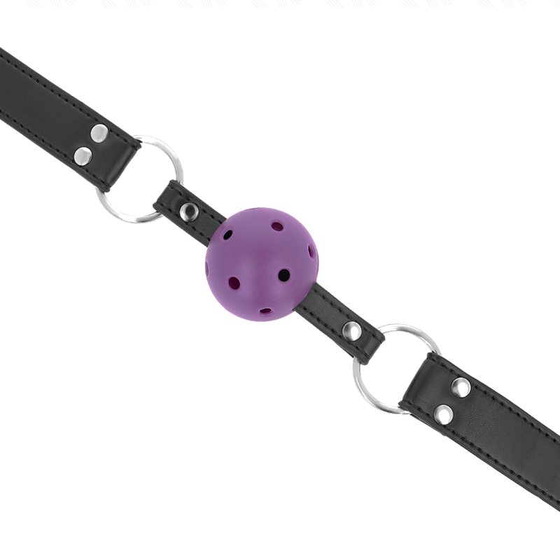 KINK - BREATHABLE BALL 4 CM GAG WITH DOUBLE RIVET PURPLE 62.5 x 2.5 CM ADJUSTABLE 42-58 CM - My naughty haven #