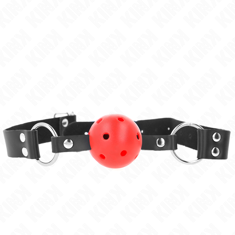 KINK - BREATHABLE BALL 4 CM GAG WITH DOUBLE RIVET RED 62.5 x 2.5 CM ADJUSTABLE 42-58 CM - My naughty haven #