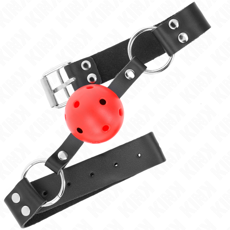 KINK - BREATHABLE BALL 4 CM GAG WITH DOUBLE RIVET RED 62.5 x 2.5 CM ADJUSTABLE 42-58 CM - My naughty haven #