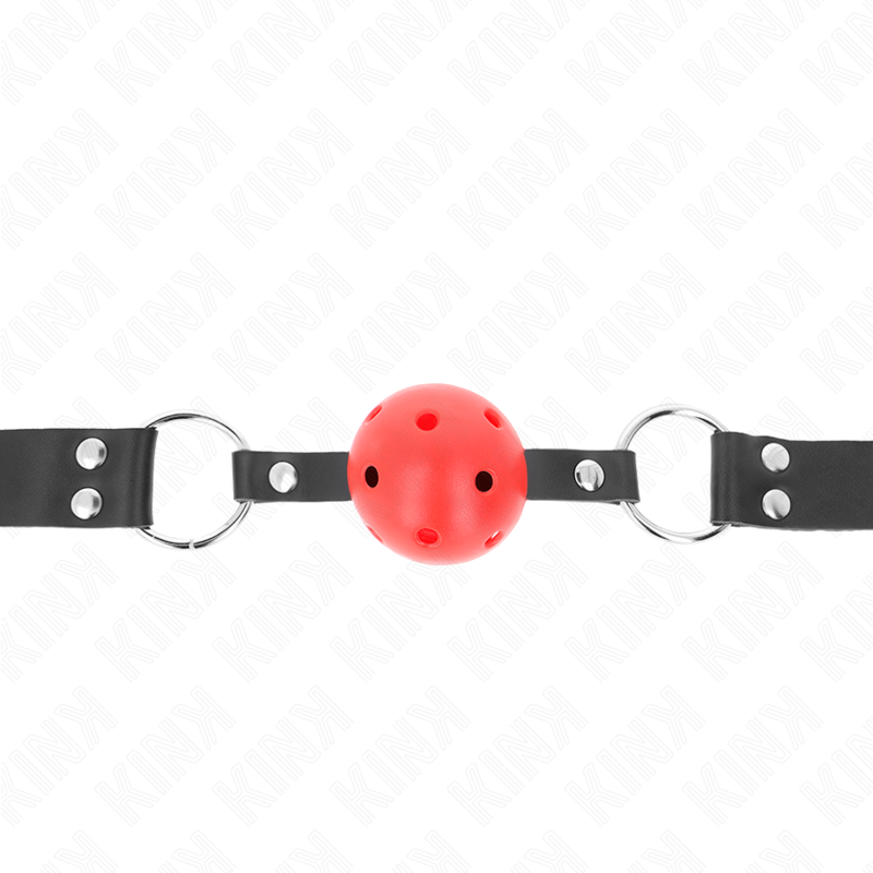 KINK - BREATHABLE BALL 4 CM GAG WITH DOUBLE RIVET RED 62.5 x 2.5 CM ADJUSTABLE 42-58 CM - My naughty haven #
