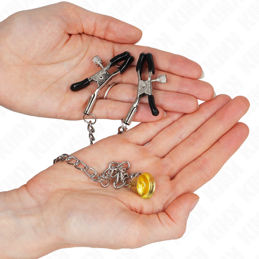 KINK - CHAIN NIPPLE CLAMPS WITH HORN PENDANT 30 CM - My naughty haven #