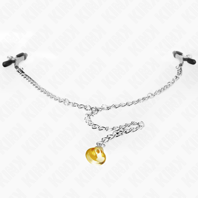 KINK - CHAIN NIPPLE CLAMPS WITH HORN PENDANT 30 CM - My naughty haven #