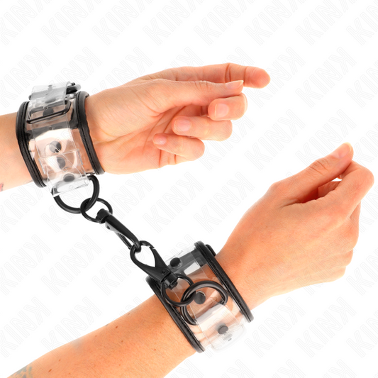 KINK - CLEAR WRIST CUFFS ADJUSTABLE 18-30 CM X 5.5 CM - My naughty haven #