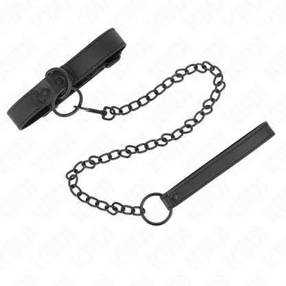 KINK - COLLAR WITH DARK LEASH 65 CM ADJUSTABLE 37-54 CM X 3 CM - My naughty haven #