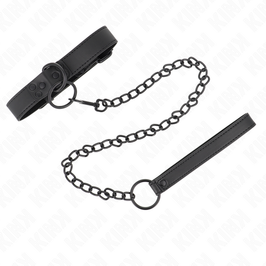 KINK - COLLAR WITH DARK LEASH 65 CM ADJUSTABLE 37-54 CM X 3 CM - My naughty haven #