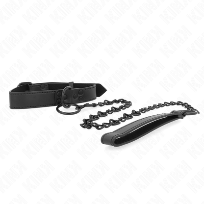 KINK - COLLAR WITH DARK LEASH 65 CM ADJUSTABLE 37-54 CM X 3 CM - My naughty haven #