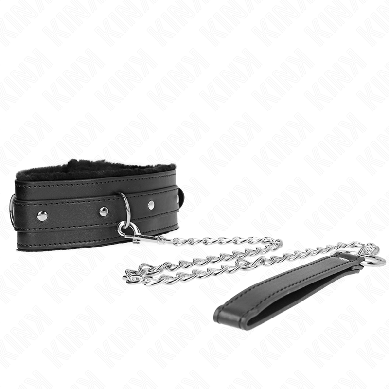 KINK - COLLAR WITH LEASH 65 CM WITH RESTRICTIONS BLACK 36-42 CM X 5.5 CM - My naughty haven #
