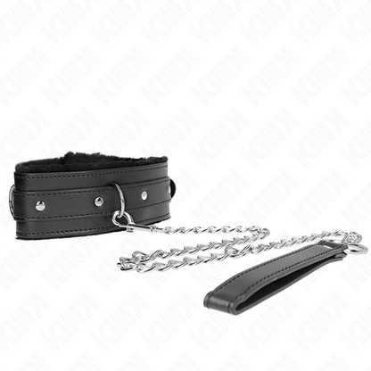 KINK - COLLAR WITH LEASH 65 CM WITH RESTRICTIONS BLACK 36-42 CM X 5.5 CM - My naughty haven #