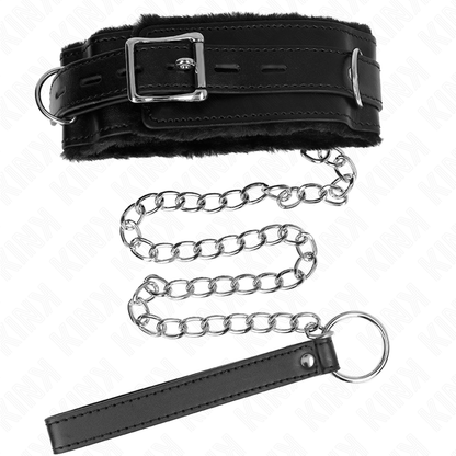 KINK - COLLAR WITH LEASH 65 CM WITH RESTRICTIONS BLACK 36-42 CM X 5.5 CM - My naughty haven #