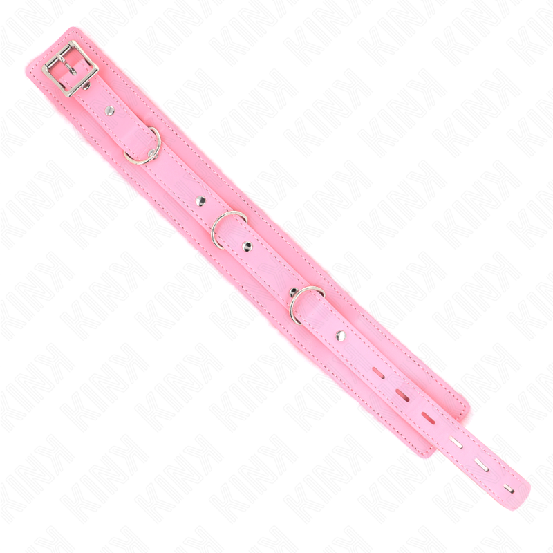KINK - COLLAR WITH LEASH 65 CM WITH RESTRICTIONS PINK 36-42 CM X 5.5 CM - My naughty haven #