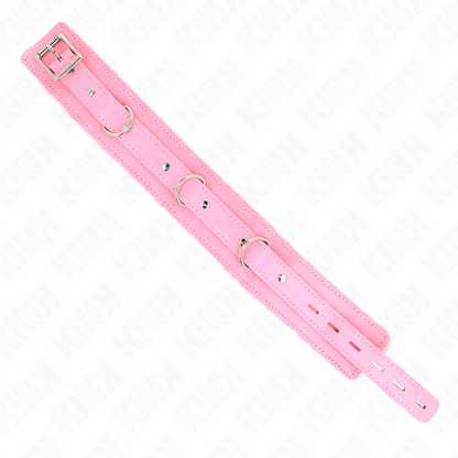 KINK - COLLAR WITH LEASH 65 CM WITH RESTRICTIONS PINK 36-42 CM X 5.5 CM - My naughty haven #