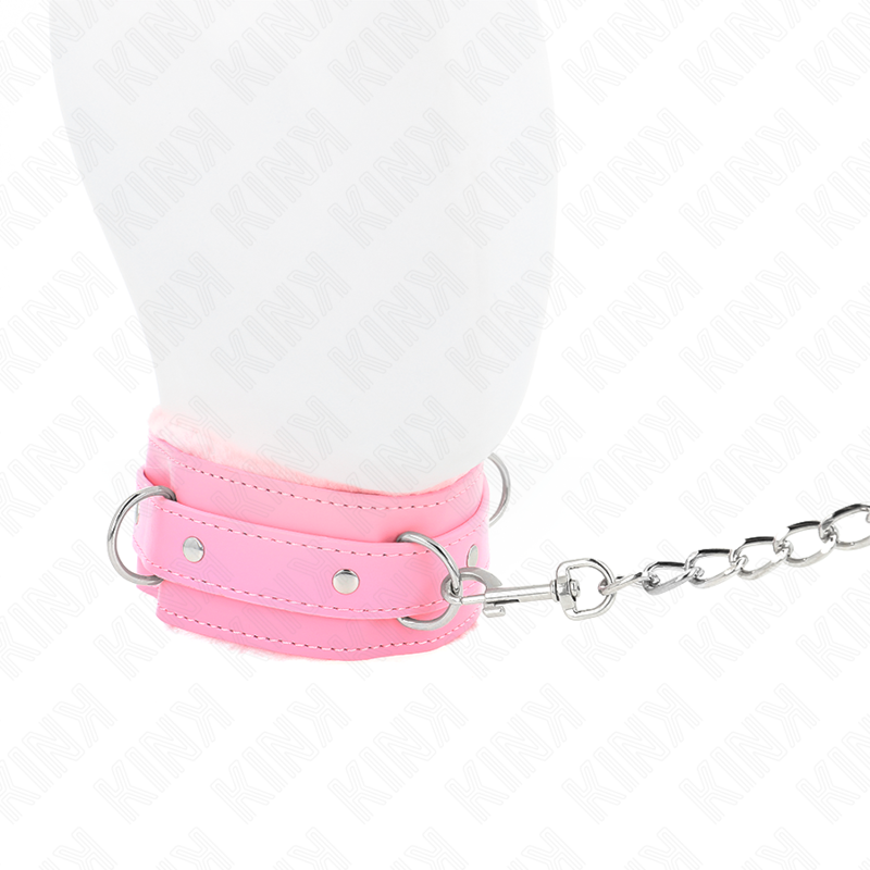 KINK - COLLAR WITH LEASH 65 CM WITH RESTRICTIONS PINK 36-42 CM X 5.5 CM - My naughty haven #