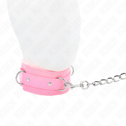 KINK - COLLAR WITH LEASH 65 CM WITH RESTRICTIONS PINK 36-42 CM X 5.5 CM - My naughty haven #