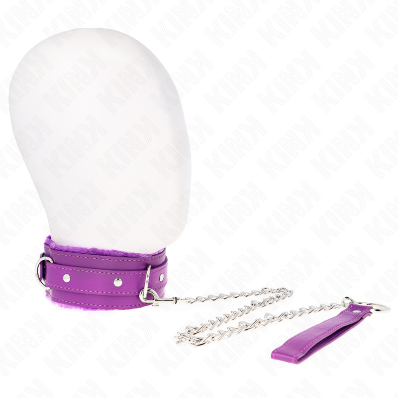 KINK - COLLAR WITH LEASH 65 CM WITH RESTRICTIONS PURPLE 36-42 CM X 5.5 CM - My naughty haven #
