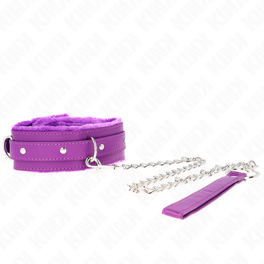 KINK - COLLAR WITH LEASH 65 CM WITH RESTRICTIONS PURPLE 36-42 CM X 5.5 CM - My naughty haven #