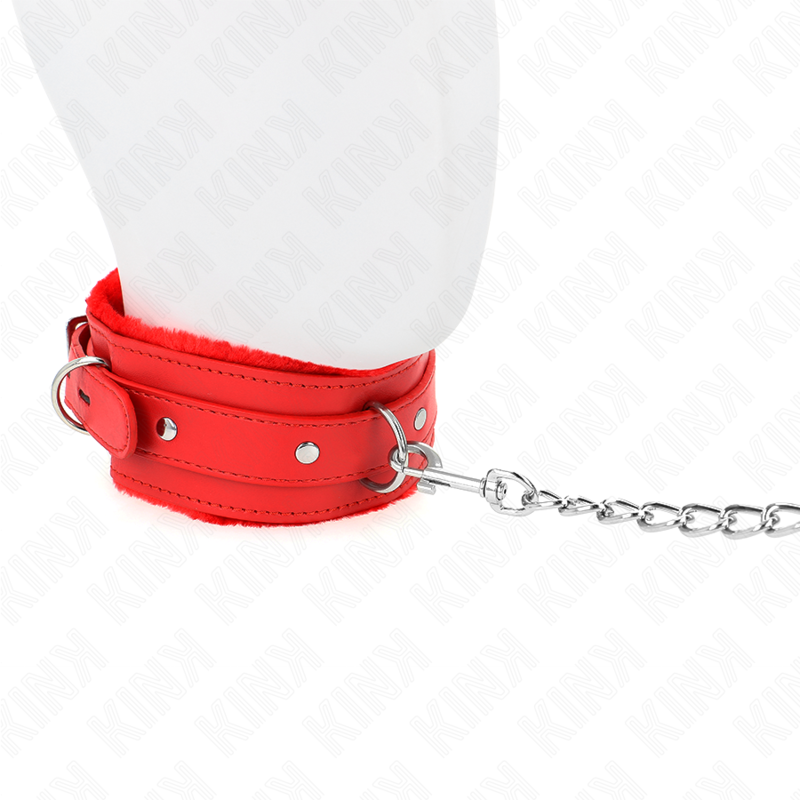 KINK - COLLAR WITH LEASH 65 CM WITH RESTRICTIONS RED 36-42 CM X 5.5 CM - My naughty haven #