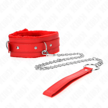 KINK - COLLAR WITH LEASH 65 CM WITH RESTRICTIONS RED 36-42 CM X 5.5 CM - My naughty haven #