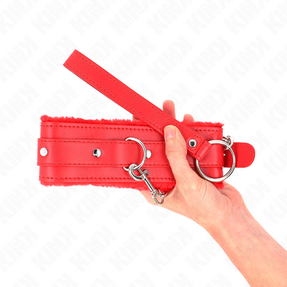 KINK - COLLAR WITH LEASH 65 CM WITH RESTRICTIONS RED 36-42 CM X 5.5 CM - My naughty haven #