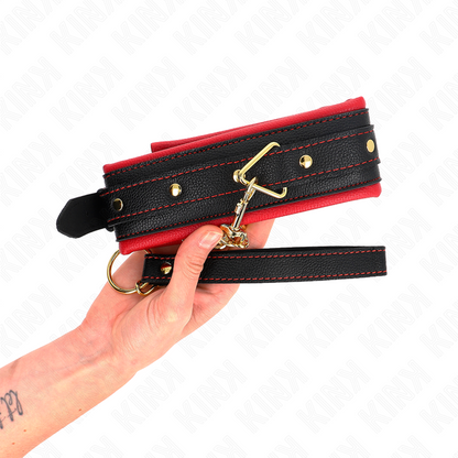 KINK - COLLAR WITH PLAIN FABRIC LEASH ADJUSTABLE 33-48 CM X 5.7 CM - My naughty haven #