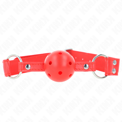 KINK - COMPLETE RED HOLLOW HARD BALL GAG 62 x 2 CM - My naughty haven #