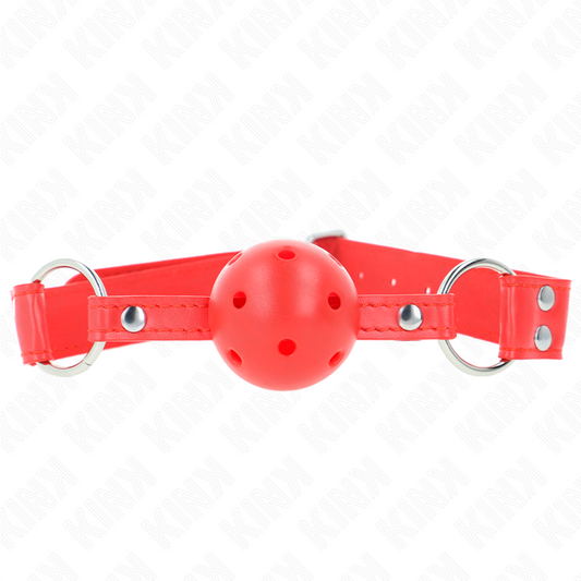 KINK - COMPLETE RED HOLLOW HARD BALL GAG 62 x 2 CM - My naughty haven #