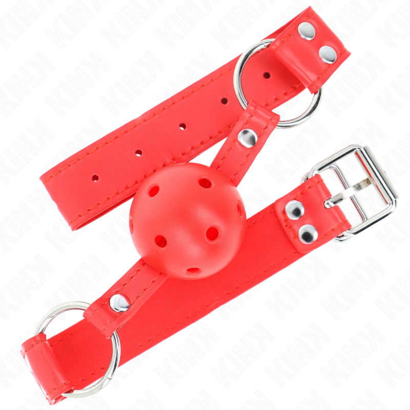 KINK - COMPLETE RED HOLLOW HARD BALL GAG 62 x 2 CM - My naughty haven #