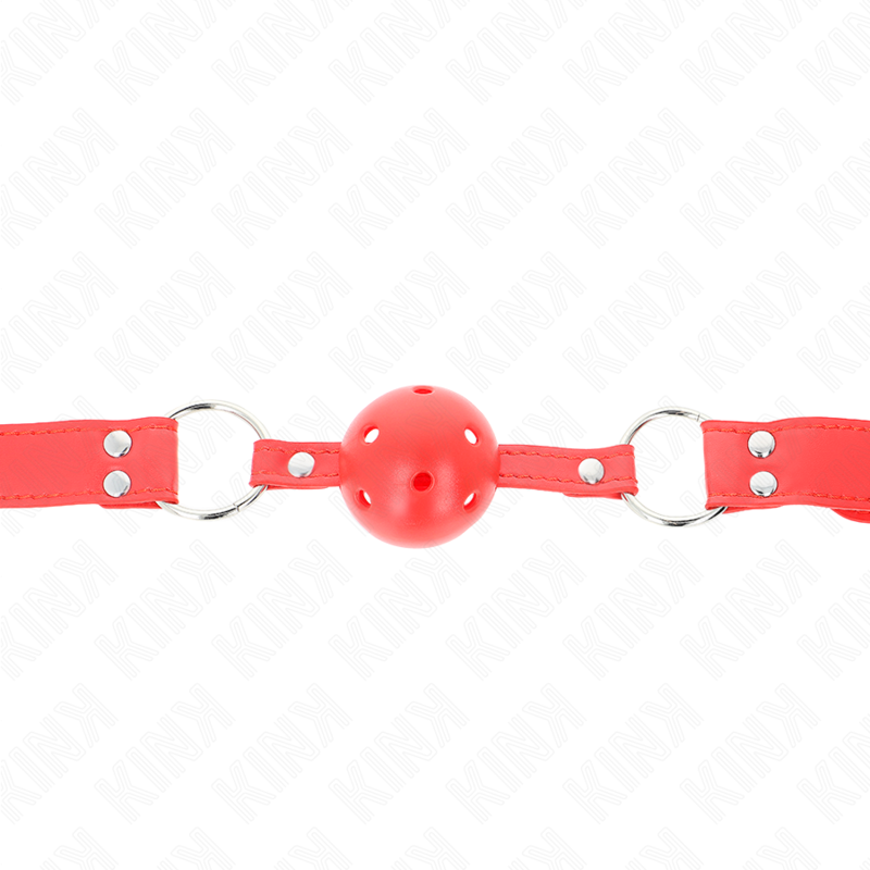 KINK - COMPLETE RED HOLLOW HARD BALL GAG 62 x 2 CM - My naughty haven #