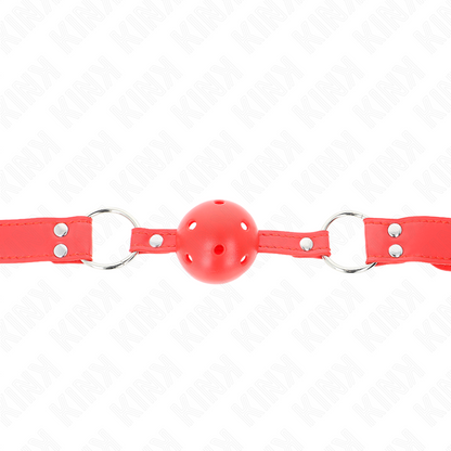 KINK - COMPLETE RED HOLLOW HARD BALL GAG 62 x 2 CM - My naughty haven #