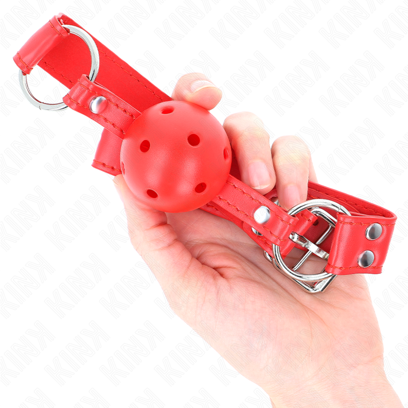 KINK - COMPLETE RED HOLLOW HARD BALL GAG 62 x 2 CM - My naughty haven #