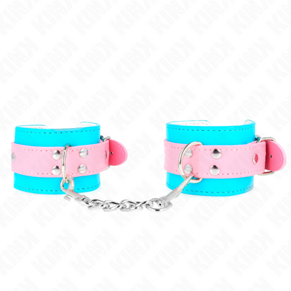 KINK - CUTE WRIST RESTRAINTS BLUE / PINK ADJUSTABLE 16-28 CM X 5 CM - My naughty haven #