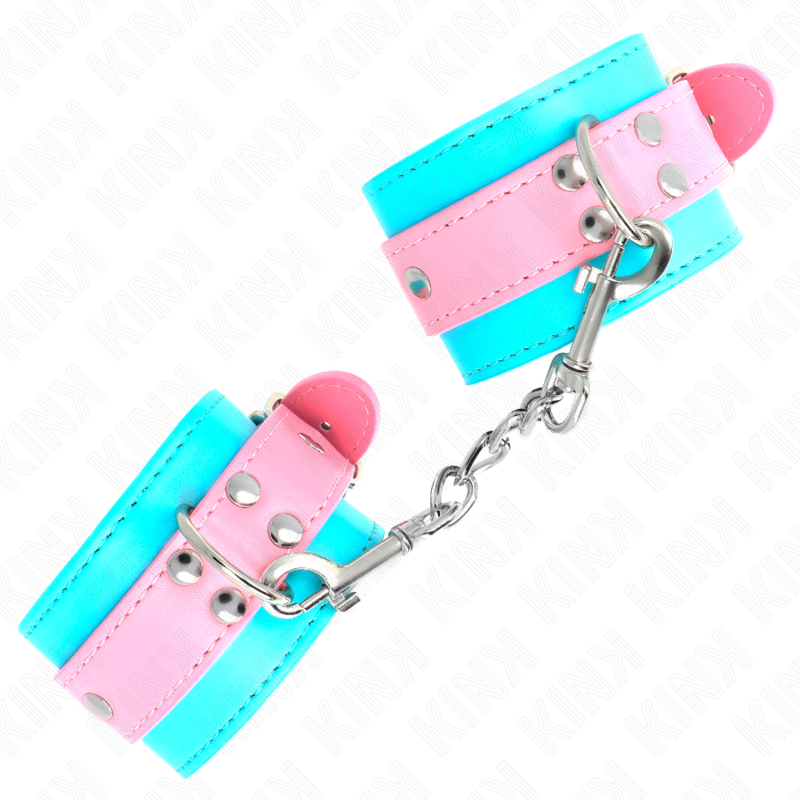 KINK - CUTE WRIST RESTRAINTS BLUE / PINK ADJUSTABLE 16-28 CM X 5 CM - My naughty haven #