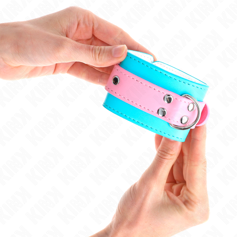KINK - CUTE WRIST RESTRAINTS BLUE / PINK ADJUSTABLE 16-28 CM X 5 CM - My naughty haven #