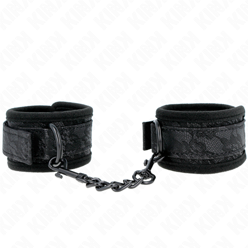 KINK - DARK LACE COVERED WRIST CUFFS NEOPRENE ADJUSTABLE BLACK 20-29 CM X 5 CM - My naughty haven #