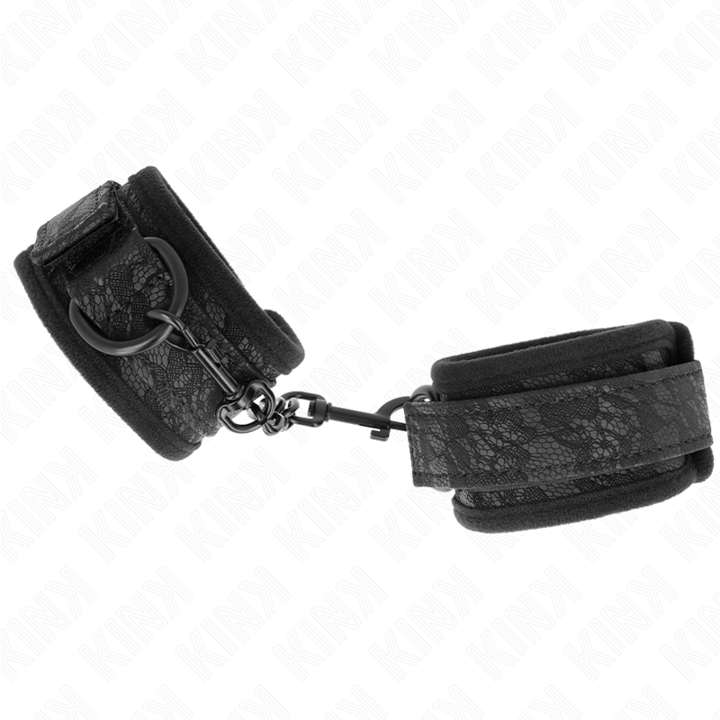 KINK - DARK LACE COVERED WRIST CUFFS NEOPRENE ADJUSTABLE BLACK 20-29 CM X 5 CM - My naughty haven #
