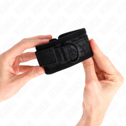 KINK - DARK LACE COVERED WRIST CUFFS NEOPRENE ADJUSTABLE BLACK 20-29 CM X 5 CM - My naughty haven #