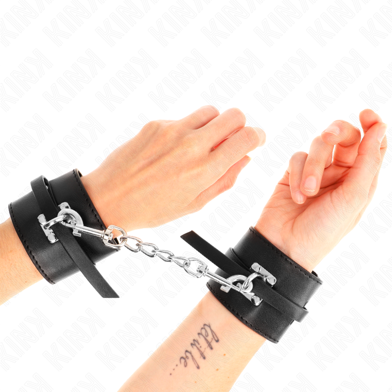 KINK - DELUXE LOCKING WRIST RESTRAINTS BLACK ADJUSTABLE 14.5-21 CM X 6 CM - My naughty haven #
