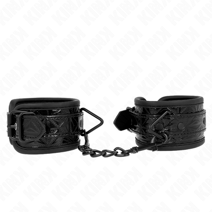 KINK - DIAMOND PATTERN WRIST RESTRAINTS BLACK ADJUSTABLE 17-26 CM X 5.5 CM - My naughty haven #