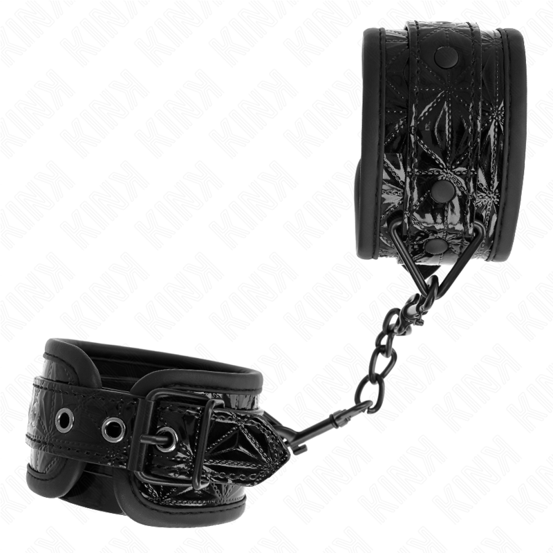 KINK - DIAMOND PATTERN WRIST RESTRAINTS BLACK ADJUSTABLE 17-26 CM X 5.5 CM - My naughty haven #