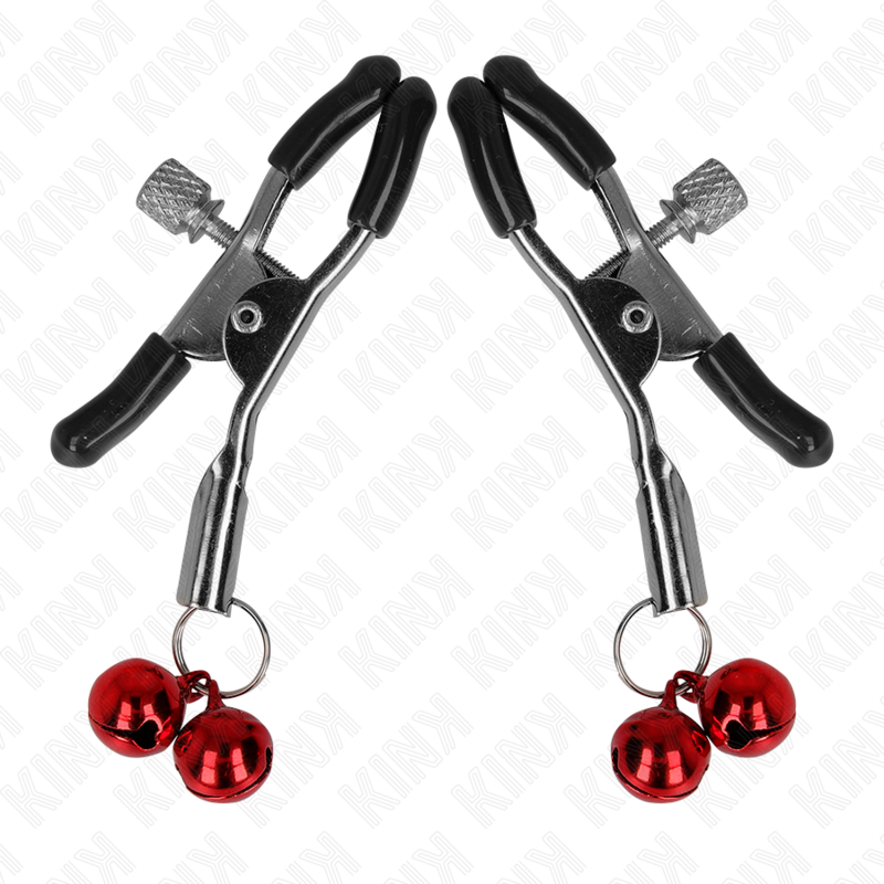 KINK - DOUBLE BELL NIPPLE CLAMP RED 6 CM - My naughty haven #