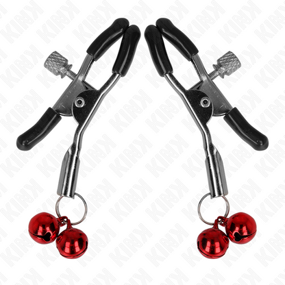KINK - DOUBLE BELL NIPPLE CLAMP RED 6 CM - My naughty haven #