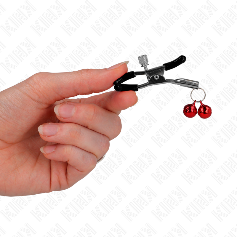 KINK - DOUBLE BELL NIPPLE CLAMP RED 6 CM - My naughty haven #