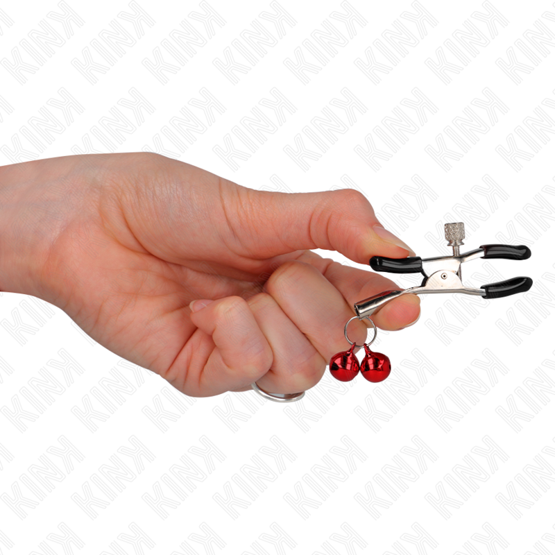 KINK - DOUBLE BELL NIPPLE CLAMP RED 6 CM - My naughty haven #