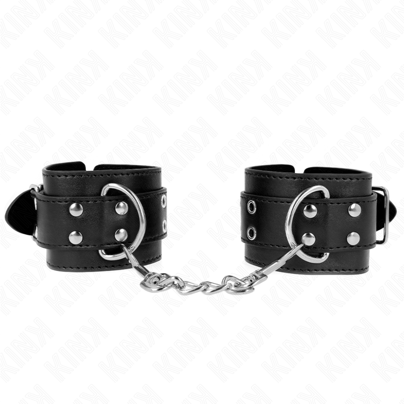 KINK - DOUBLE BUCKLE WRIST RESTRAINTS BLACK ADJUSTABLE 19-26 CM - My naughty haven #
