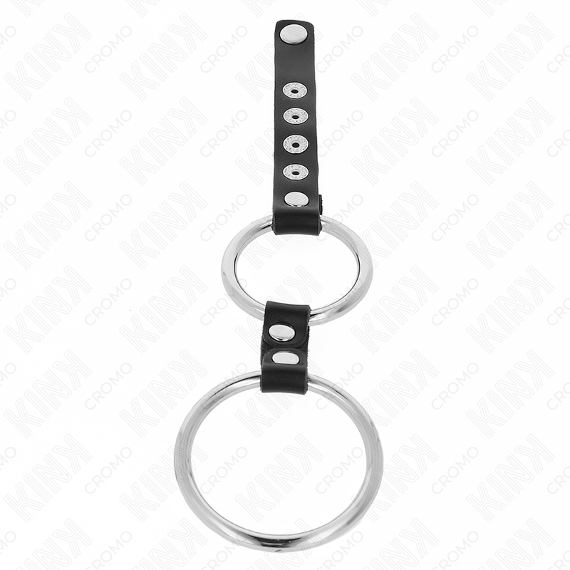 KINK - DOUBLE METAL PENIS RING 3.8 CM TO 5 CM CONNECTED WITH LEATHER - My naughty haven #